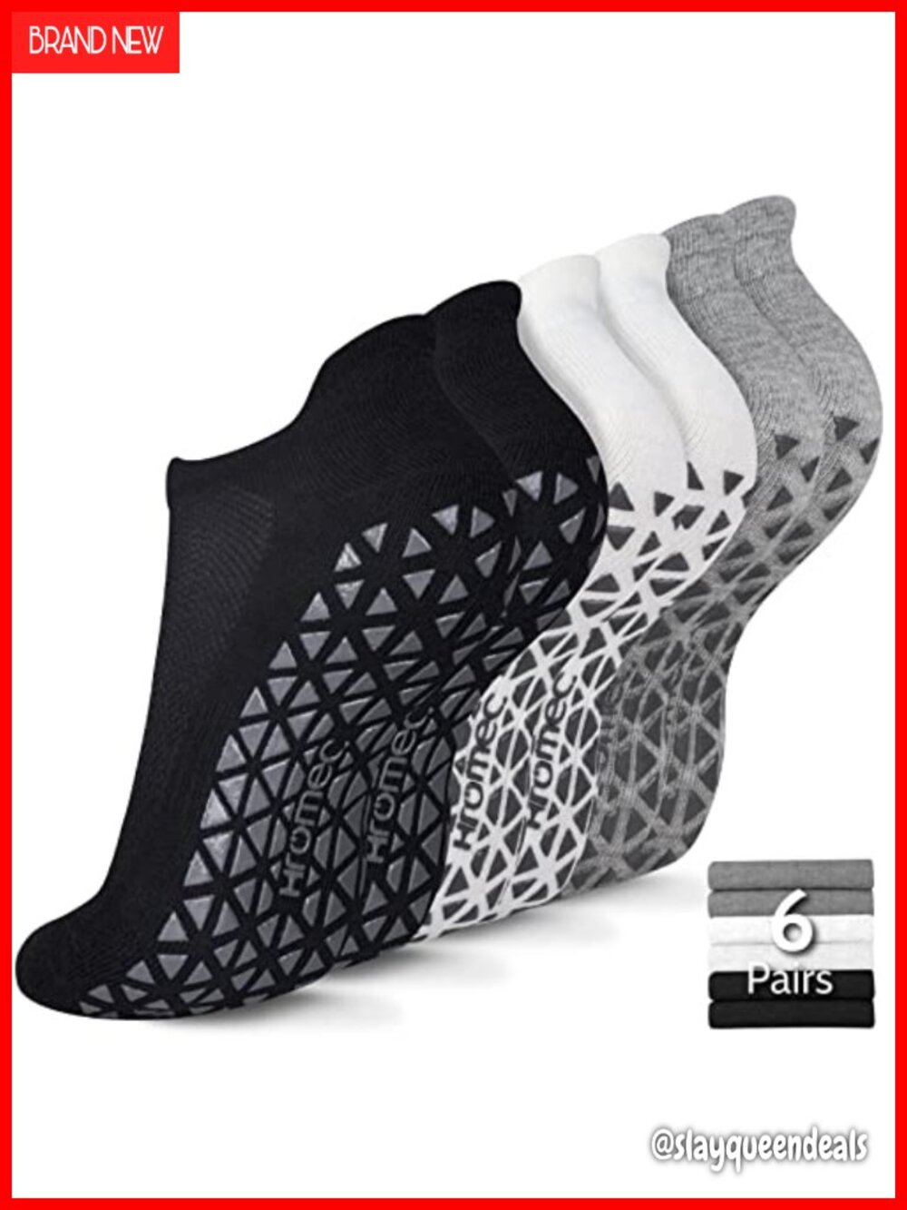 Hromec Pilates Socks Non Slip Grips Yoga Barre Hospital